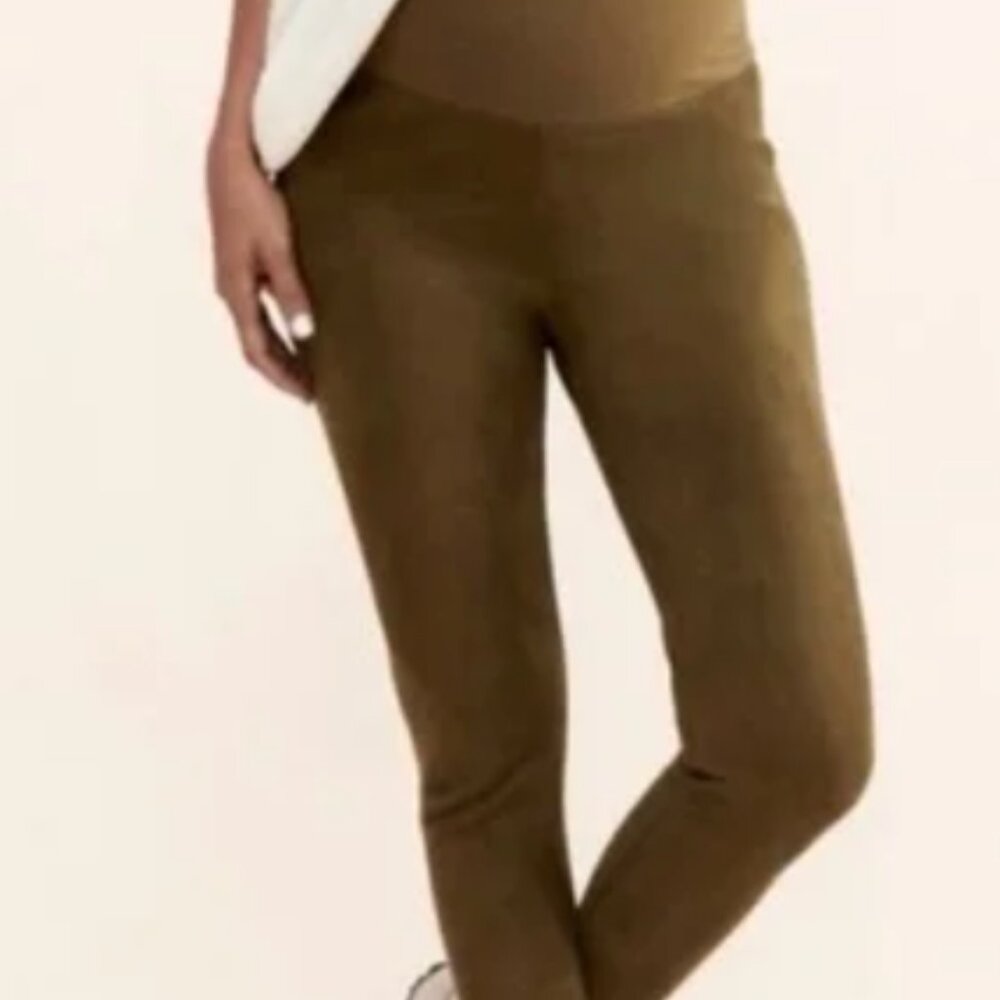 Green Vegan Suede Before During After Hatch Leggings Maternity Pants